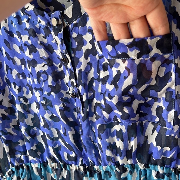 CHARLIE JADE Blue Silk Sheer Pop Over Swim Cover Up Size Small - Picture 5 of 11